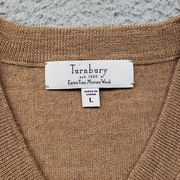 Turnbury Sweater Mens Large Brown Classiccore Extra Fine Merino Wool V-Neck - Picture 8 of 14